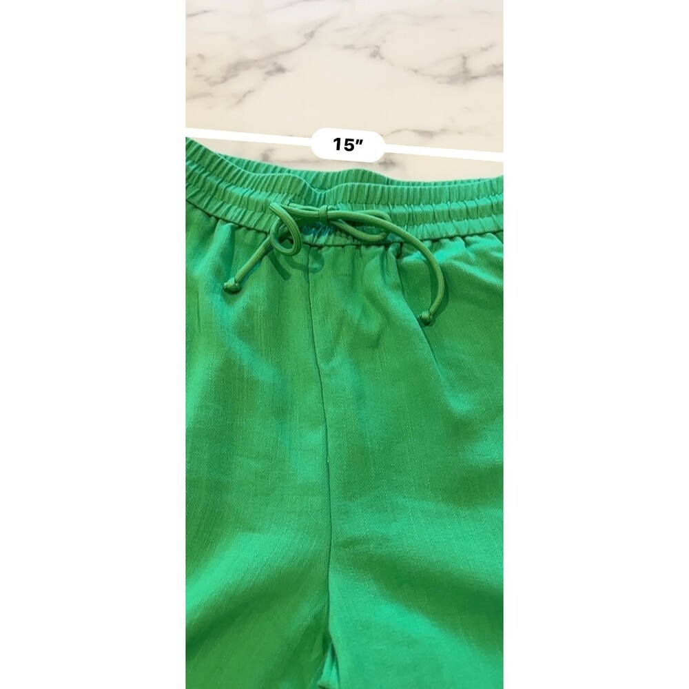 Halara Wide Leg Palazzo Pants L Tall Kelly Green Drawstring NWT "Linen-Feel" - Picture 8 of 11